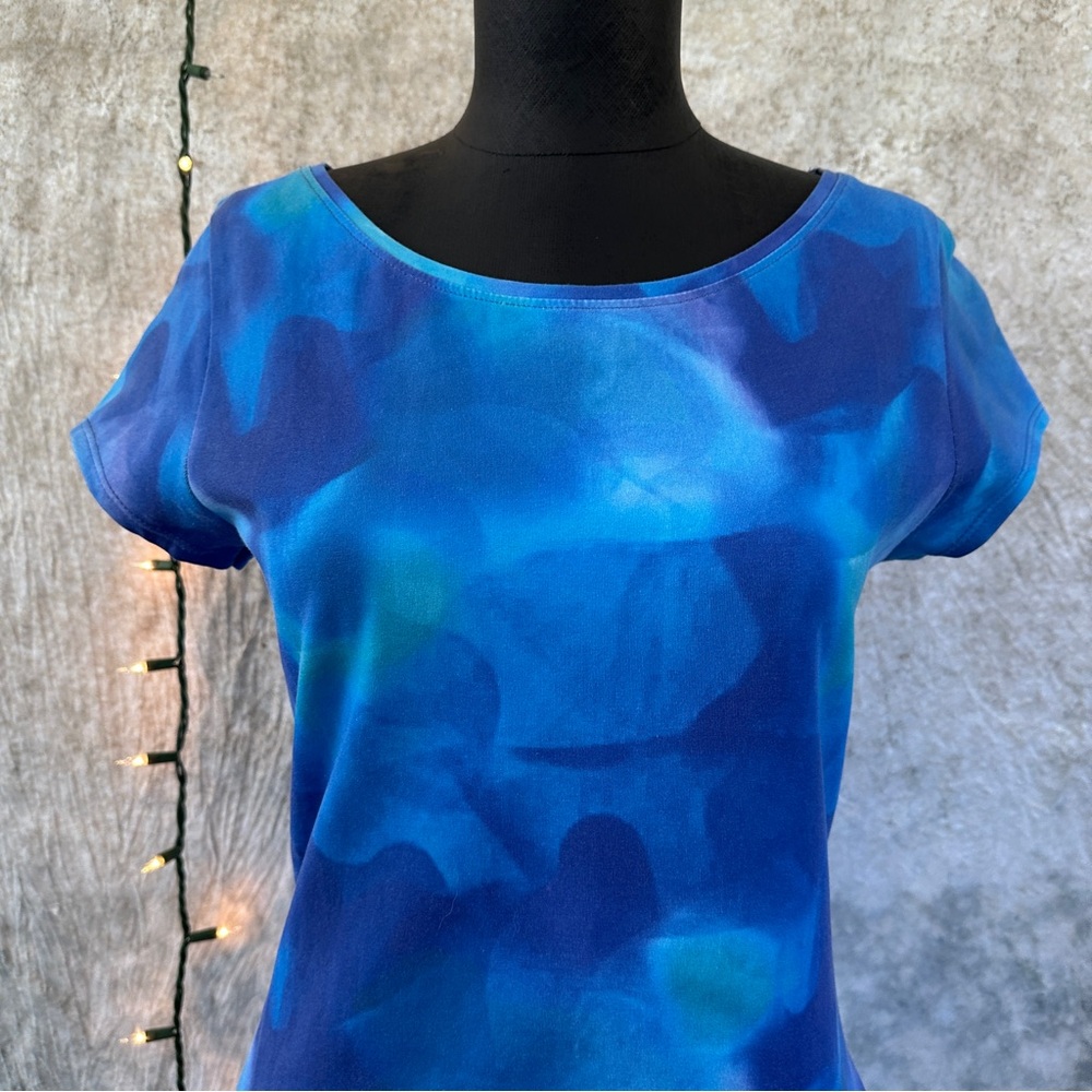 Elie Tahari Blue and Teal pencil Dress size P - Picture 2 of 8